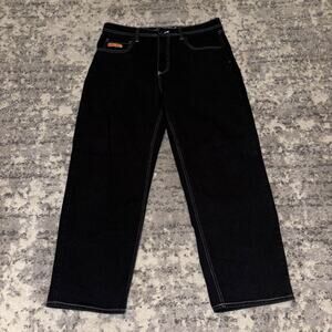 Y2K Empyre Contrast Stitching Black Jeans